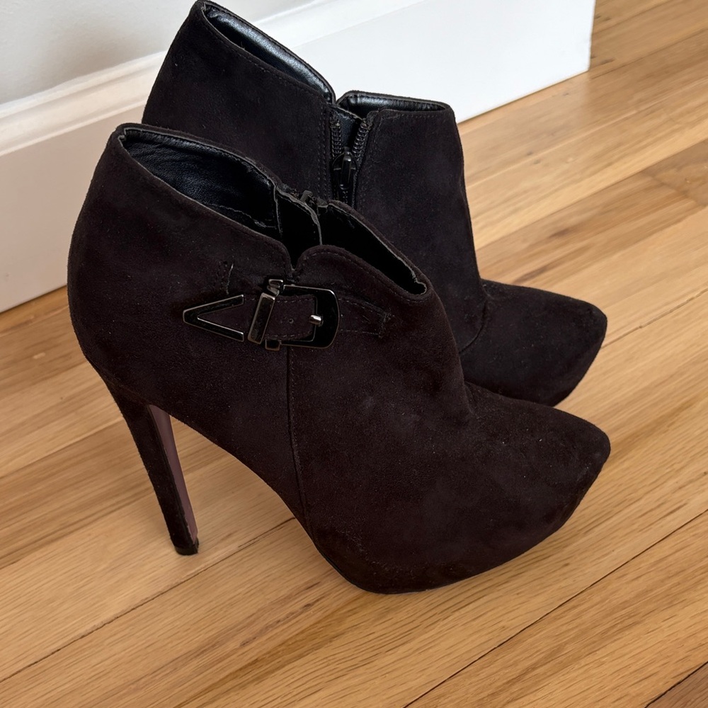 Aldo Black Suede Heeled Boots